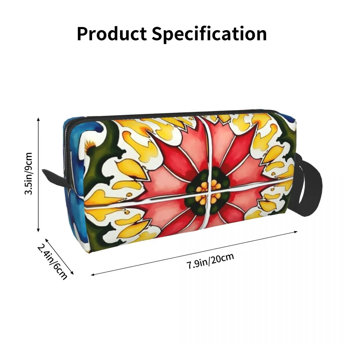 Mediterranean colorful vibrant mosaic Tiles Art Pencil Case for Kids Pen Box Pencil Bag Stationery Supplies Women Cosmetic Bag