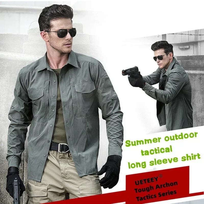 6XL Top Quality Tactical Shirts Men Summer Hot Sale SWAT Outdoor Combat Multi-pocket Quick Dry Cargo Camping Long-sleeved Shirt