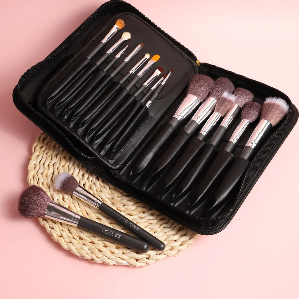 Docolor 29Pcs Professional Makeup Brush Set Face Powder Blush Concealer Eyeshadows Foundation Make Up Brushes PU Leather Case