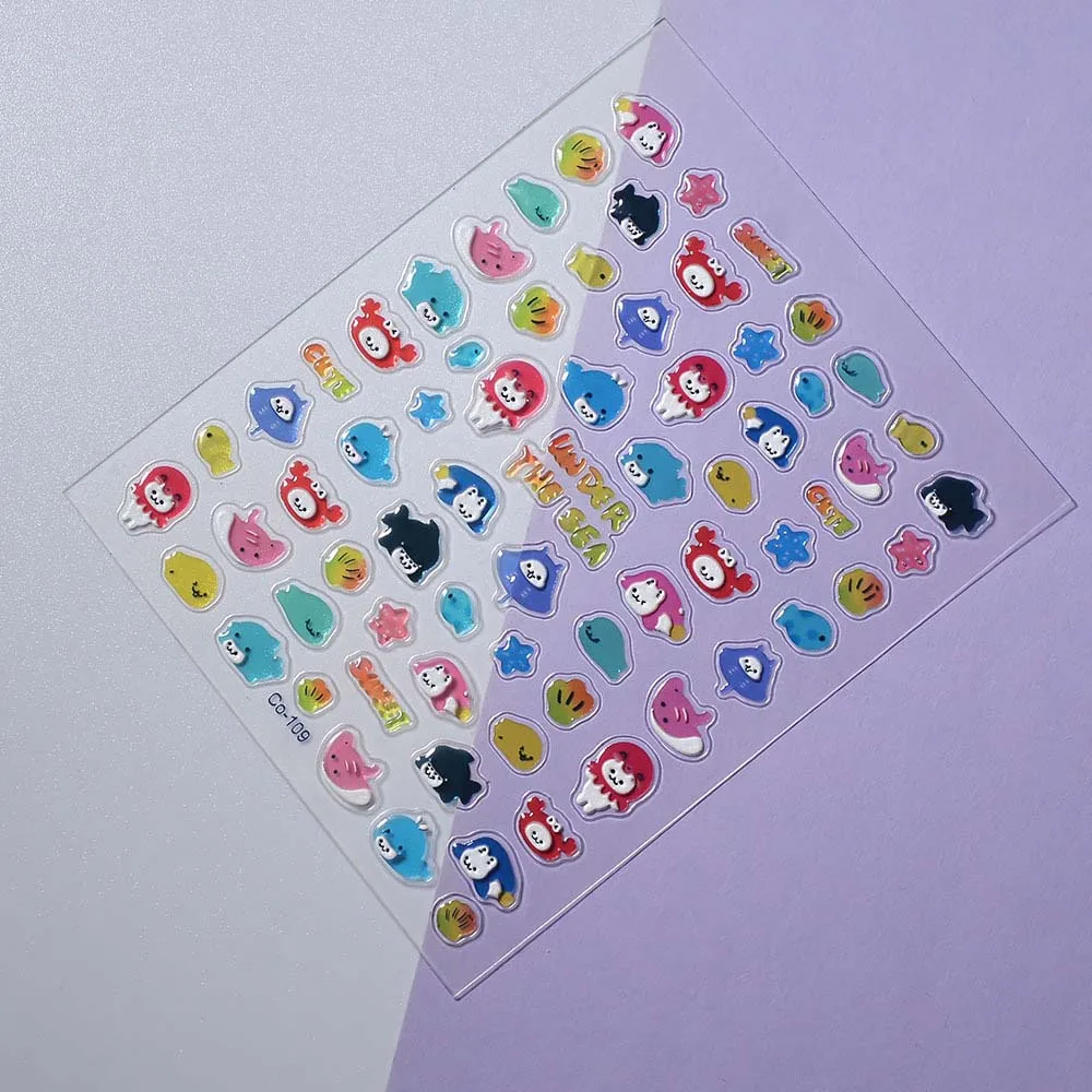 コンチスターオーシャンネイルステッカー 海のクラゲ イルカ ジェリー オーシャンネイルデカール ブロンズネイル用品 オーシャンネイルデコレーション