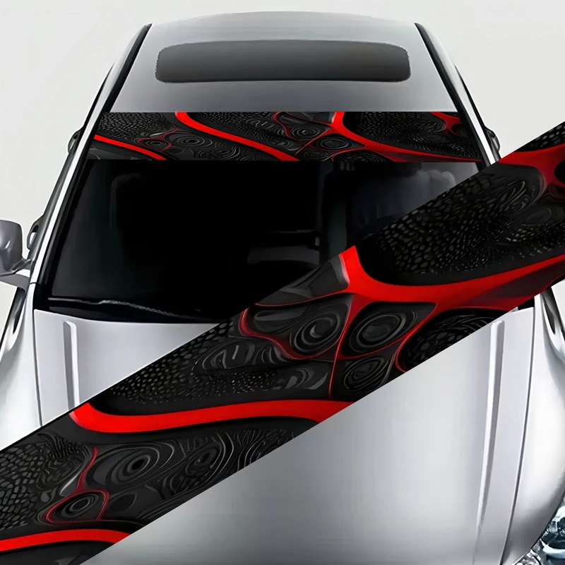 

1 red and black liquid pioneer decorative painting car front windshield sticker - waterproof and scratch-proof vinyl decal