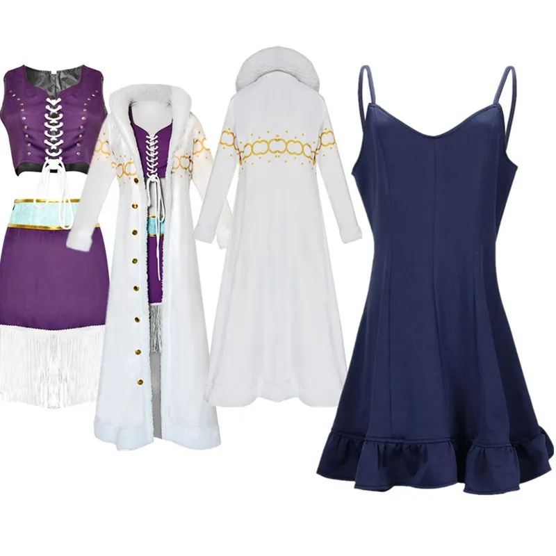 Nico Robin Costume Cosplay Miss Allsunday cappotto donna abito con bretelle abiti Halloween Carnival Party Suit