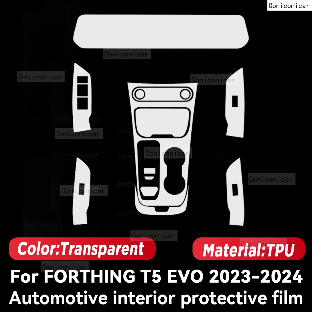 TPU For FORTHING T5 EVO 2023 2024 Transparent Protective Film Car Interior Central Control Navigation Panel Accessories Sticker