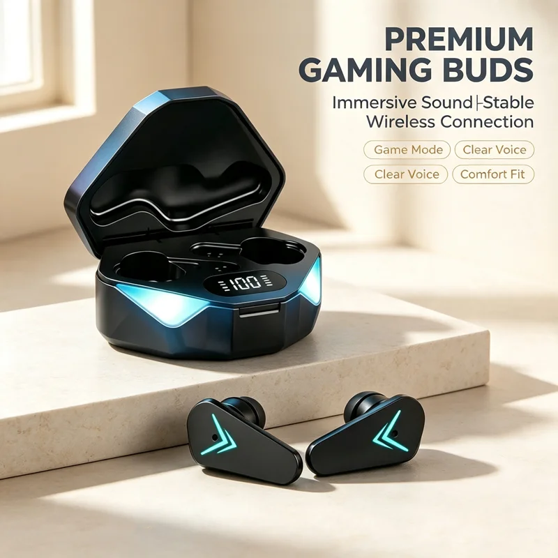 New TWS Bluetooth Earphones Wireless Headphones 65ms Low Latency Earbuds Esport Gaming Headset Gamer Earphone Mic For phones