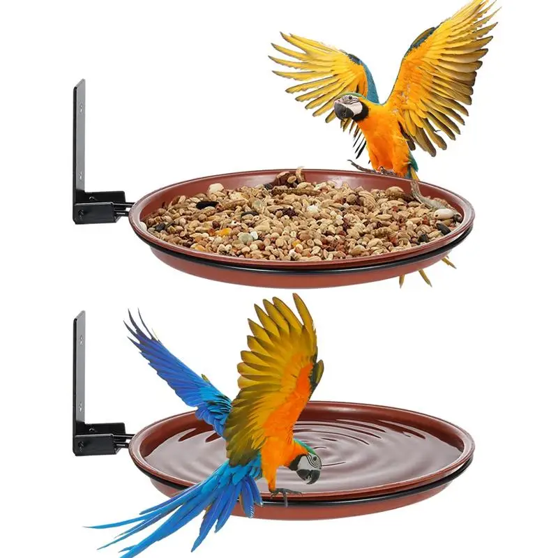 2Pcs Bird Trays Tree Mounted Bird Bath Bowl With Rings Screws Ribbed Wall Birdbath Spa Installed On Wall Tree Fence Deck Stake