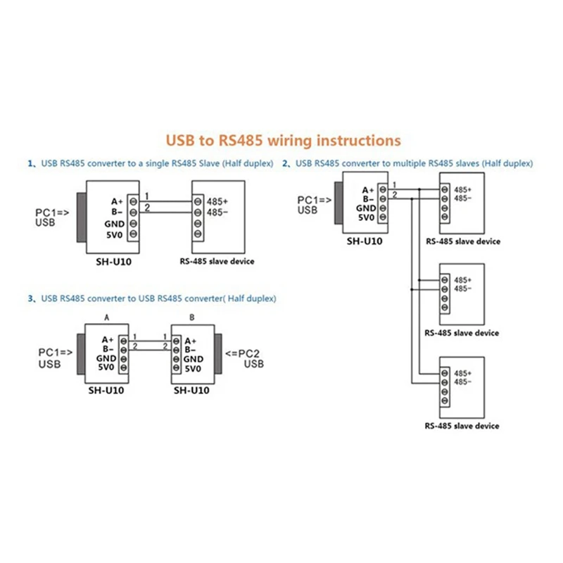 2Pcs USB To RS485 Converter Isolate Module Upgrade Industrial TVS ESD Protection CH340E Standard RS-485 Connector Board