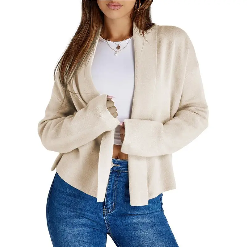 

Hot Kf-Womens Cropped Cardigan Open Front Shawl 2025 Fall Trendy Long Sleeve Sweater Jacket