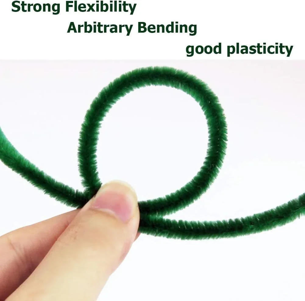 1000/100Pcs 30cm Green Pipe Cleaners Chenille Stem Solid Color Pipe Cleaners Set for Pipe Cleaners DIY Arts Crafts Decorations