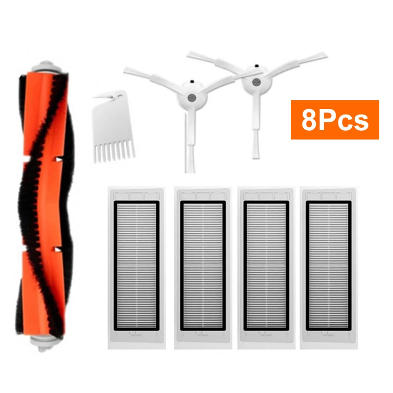 8 Cái Bộ Lọc Hepa Cho Xiaomi Mijia Roborock S5 S50 Max Mi Robot Hút Bụi Lau Nhà Con Lăn Mặt Chổi Phụ Kiện các Bộ Phận Dự Phòng Bộ