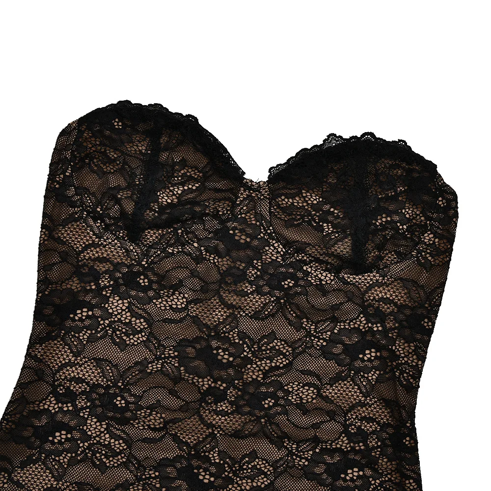 Women's Black Lace Strapless Mermaid Dress With Long Sleeve Shrug Elegant Slit Evening Party Dresses Autumn Red Female Clothing