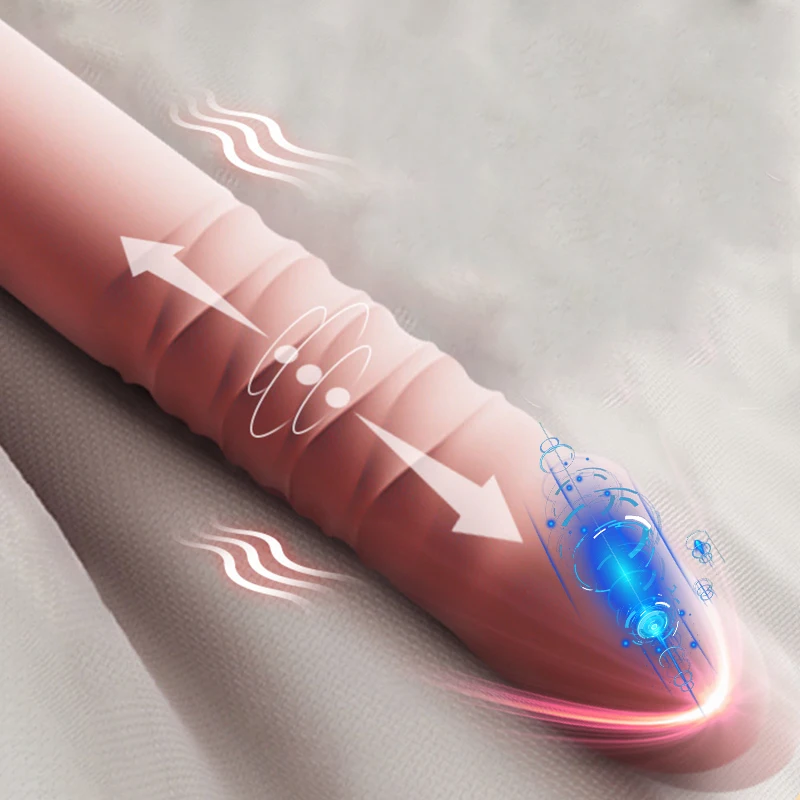 Telescopic G Spot Dildo Vagina Clitoris Stimulator Vibrator for Woman Thrusting Wand Toy Adult 18 Female Masturbator Sex Machine