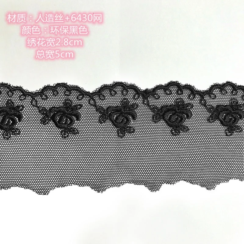 2 Yard White Black Lace For Needlework DIY lace And Rose Embroidered Trims For Sewing Material Homemade Bow Hair Accessories