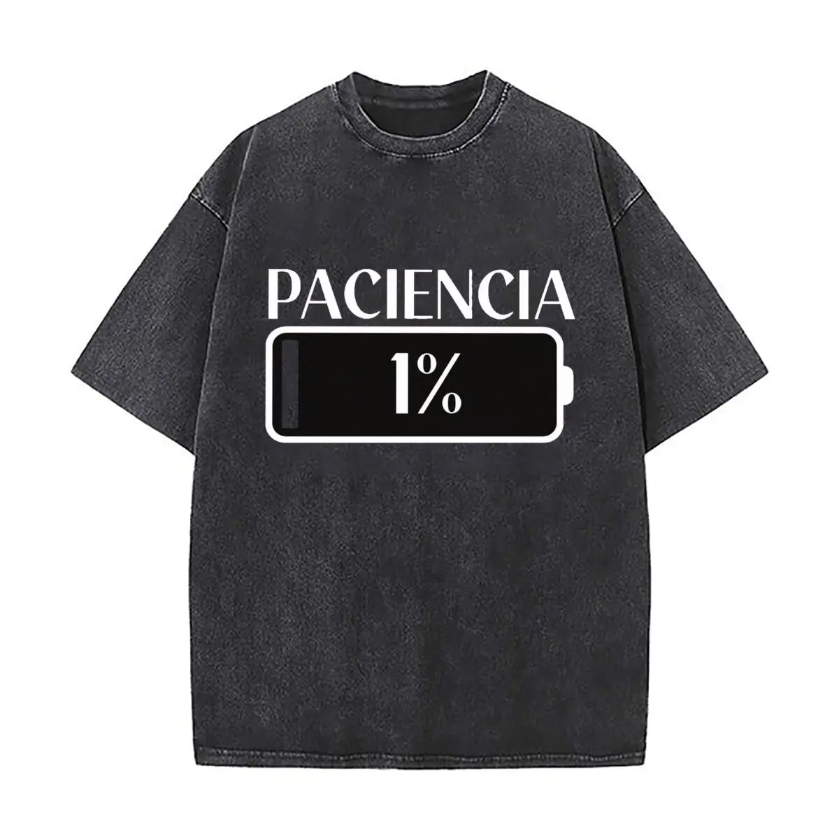 One Percent Minimal Black Label Washed Vintage Short Sleeve Loose Streetwear Tee