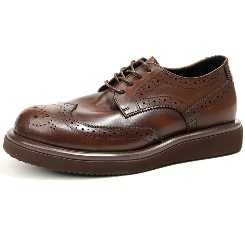 

High-quality Business Men's Shoes Oxfords Genuine Leather Men Formal Shoes Vintage Men's Leather Brogue Dress Shoes