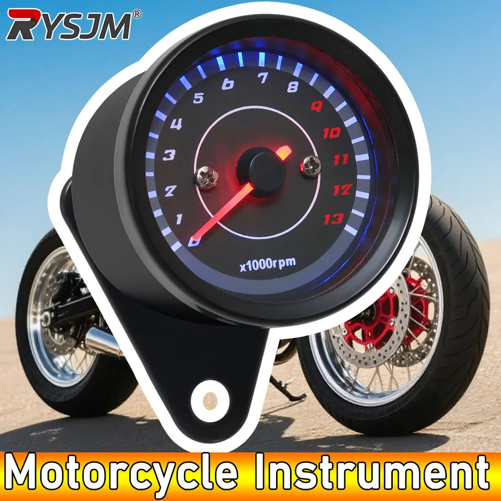 AD Motorrad Tachometer 13000 RPM Moto Teile Modifizierte Kilometerzähler Motorrad Zubehör Maschinen Tacho Meter LED Licht Universal