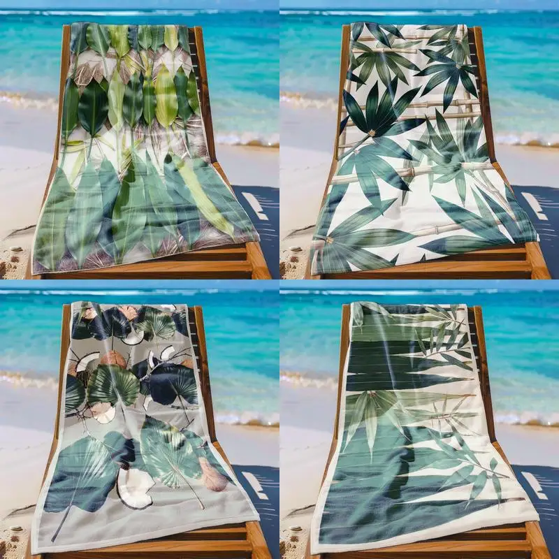 

Tropical Leaf Beach Towel Patterned Sunscreen And Windproof Suitable For Swimming Pool Camping Travel Blanket