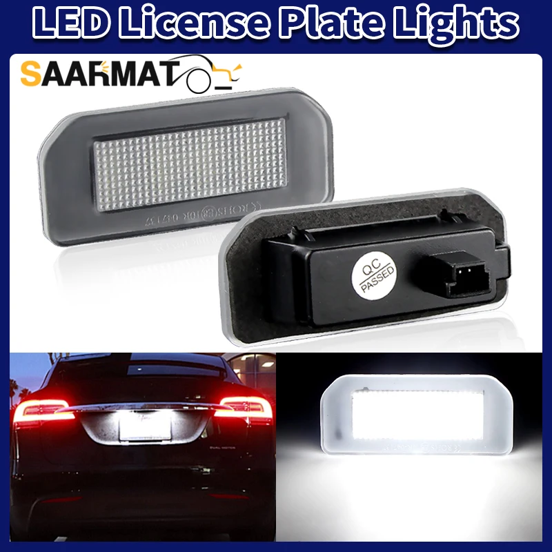 2pcs White LED License Plate Light For Tesla Model 3 2017-2024 Model Y 2020-2024 Number Plate Lamp OEM#: 144973000B Auto Parts