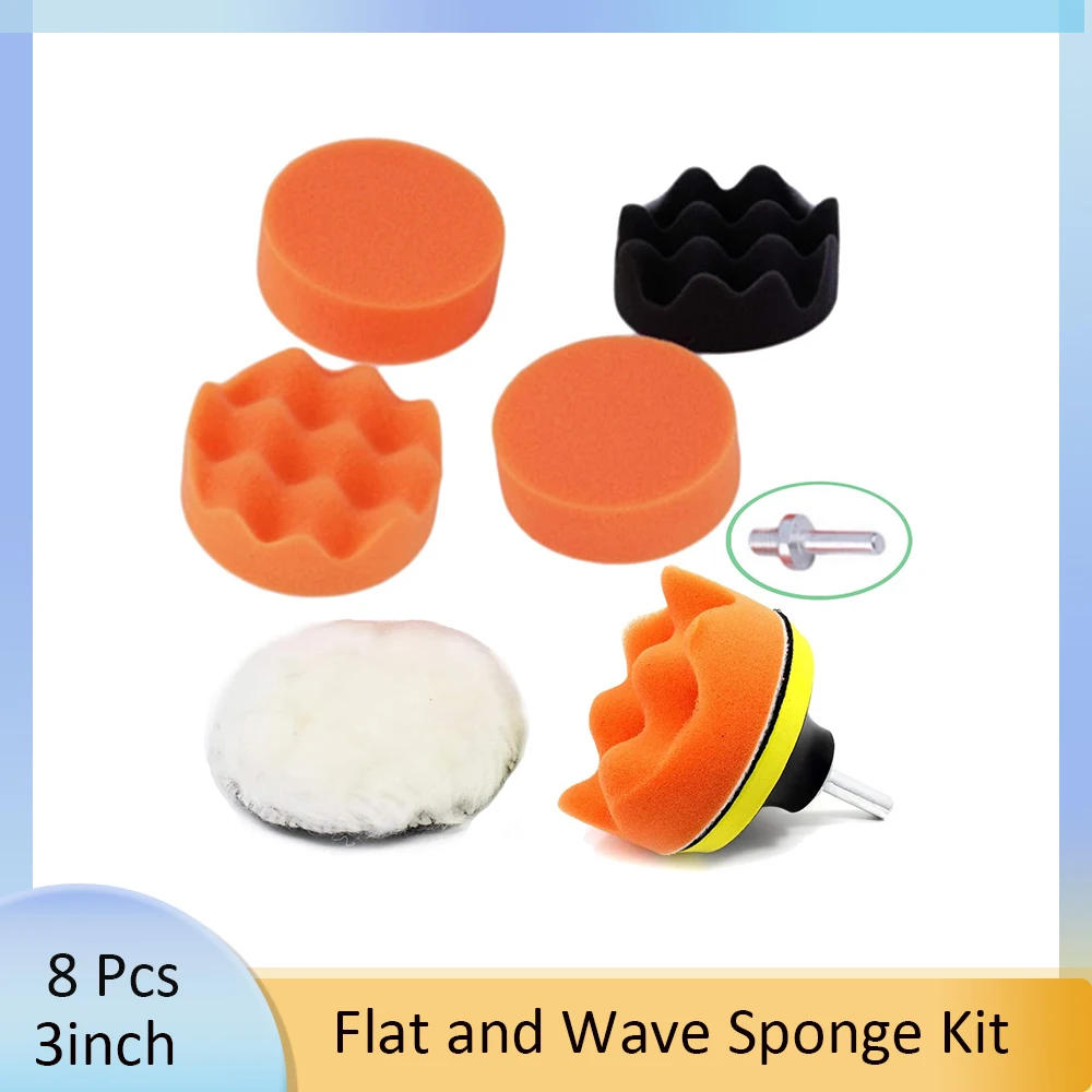 

8Pcs 3 Inch Polishing Sponge Wheel Set Buffing Pads & Car Polishing Pad Kit Foam Polish Pads Polisher Attachment for Car Sanding