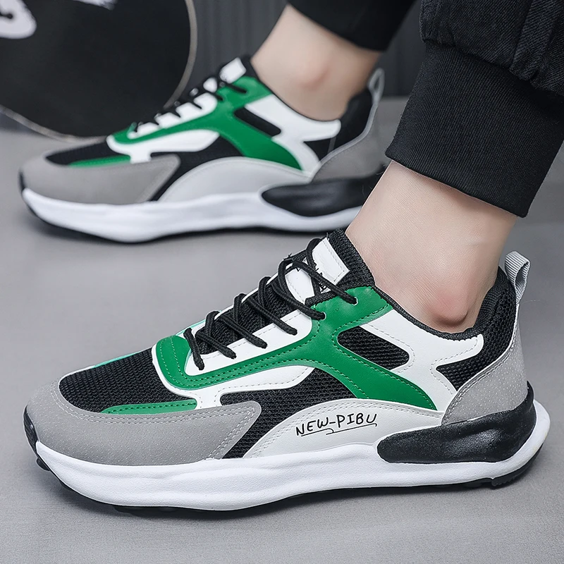 

Новинка 2024, мужские удобные уличные удобные сетчатые туфли на толстой подошве, трендовая Спортивная мужская обувь корейской версии, модная обувь