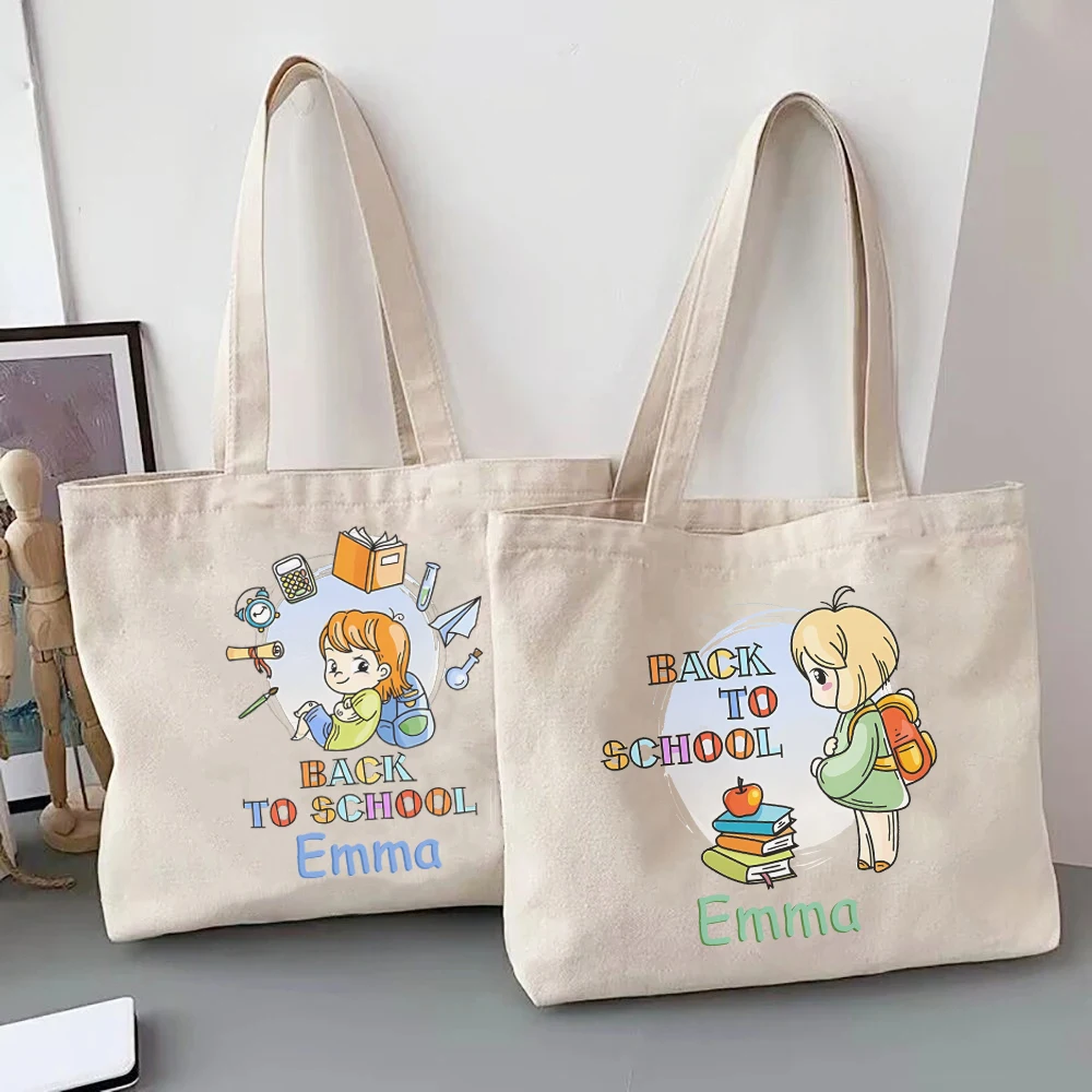 Custom Name Tote Bags Personalize Portable Handbag Back To School Letter Print Tote Bag Back To School Gifts for Teacher