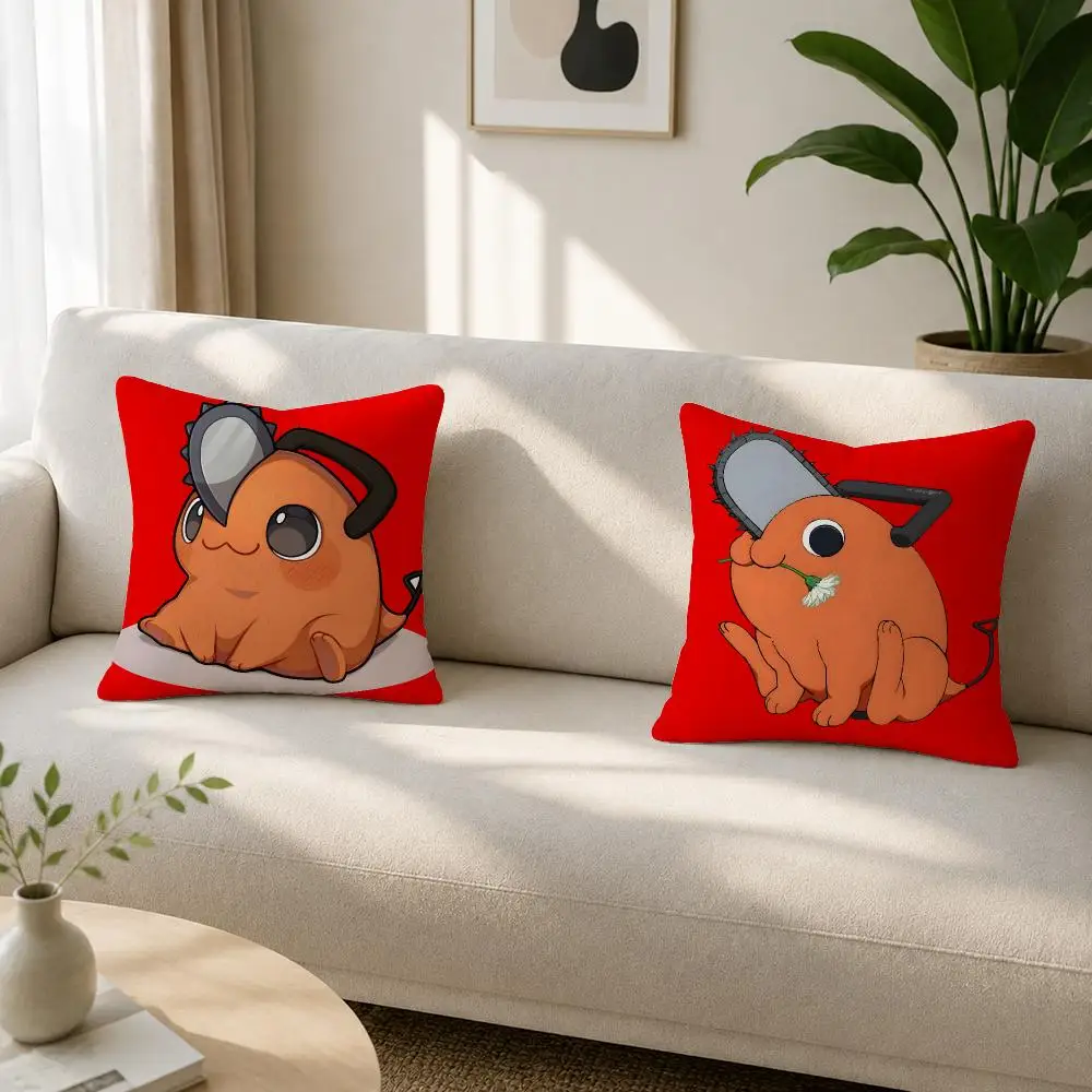 Anime Character Pochita Cushion Cover Soft Plush Cushion Covers Fluffy Throw Pillow Cases for Sofa Bedroom Home Decor