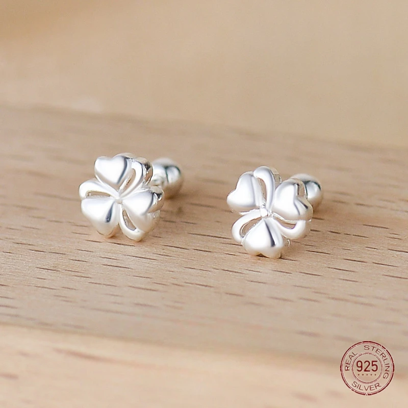 925 Sterling Silver Heart Flower Stud Earrings for Girls 2024 Trend Love Minimalist Earring Female Piercing Jewelry Pendientes