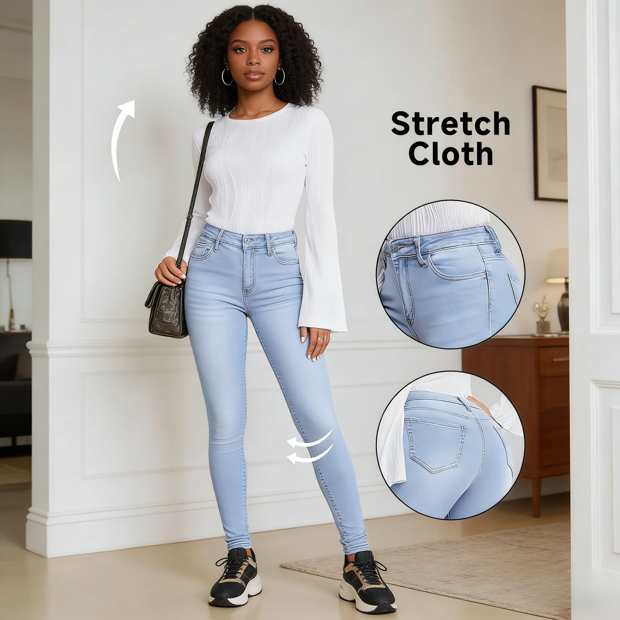 

Denim Pant Women Jeans Sheath Vintage Long Pants Slim Fit High Waist Straight Trousers Y2k Streetwear Elegant Splice Work 2026