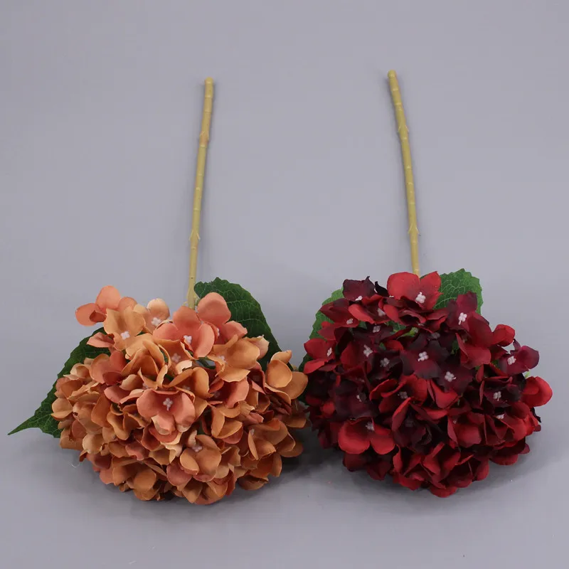 فرع زهرة هدرانج صناعية مع أوراق خضراء 90 بتلات نبات هدرانج حريري 22 لونًا لتزيين حفلات الزفاف والفنادق والمنازل