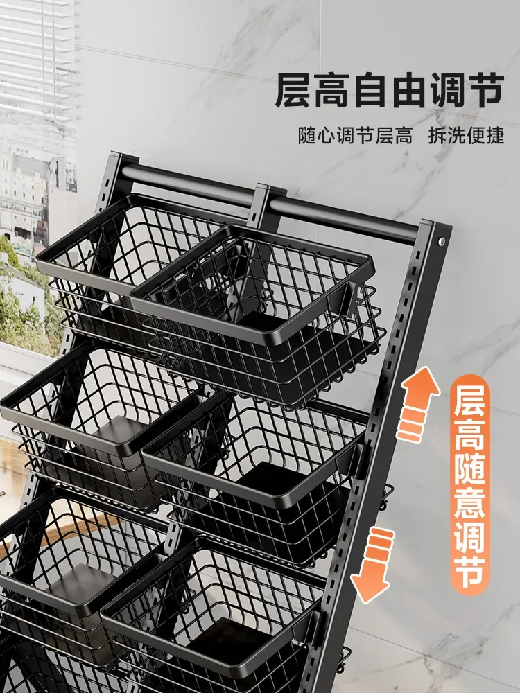 Storage trolley floor-to-ceiling multi-layer fruit commercial display rack storage rack