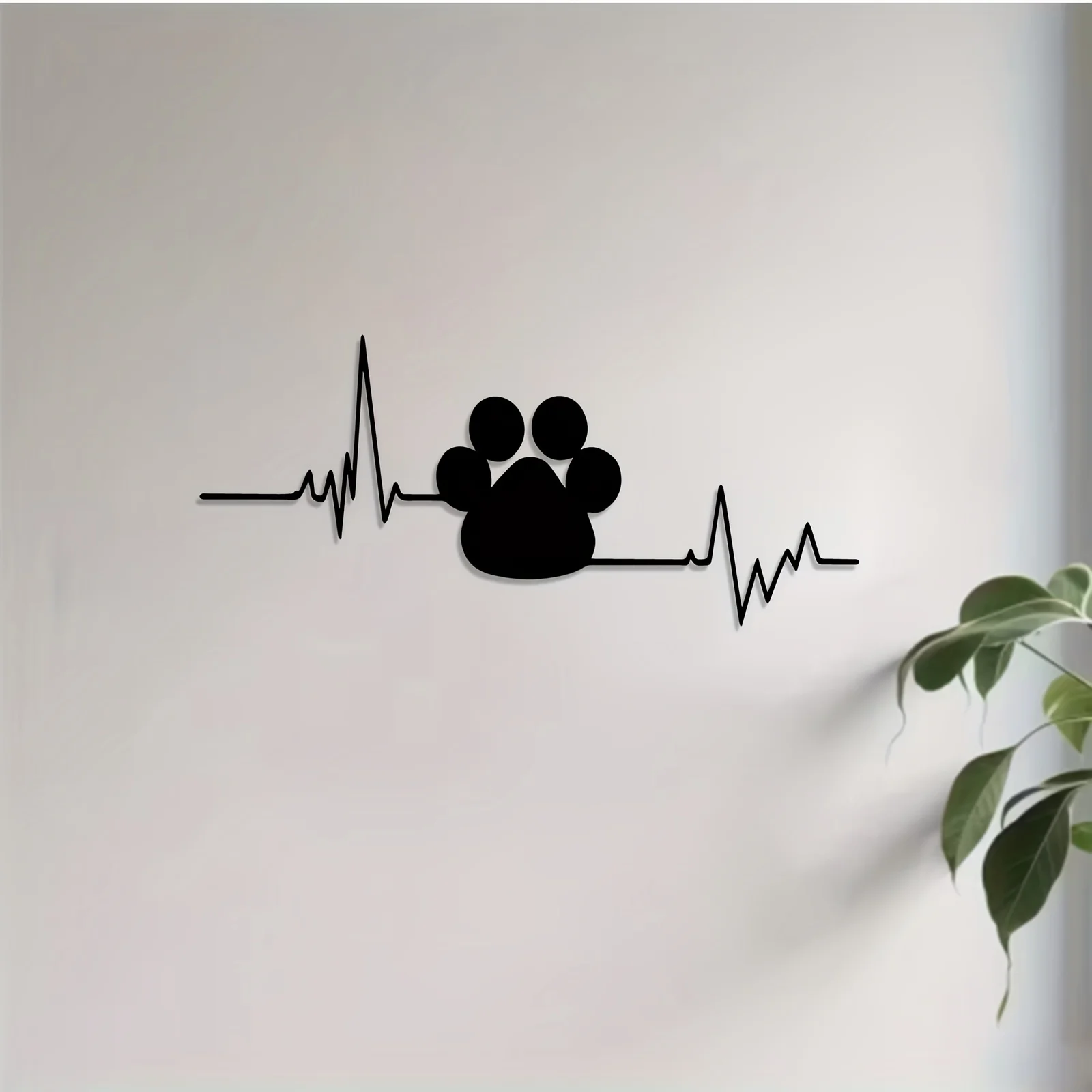 Paw & Heartbeat Metal Wall Art, Pet‑Themed Iron Silhouette Mural, Home Garden Fence Indoor Outdoor Decor