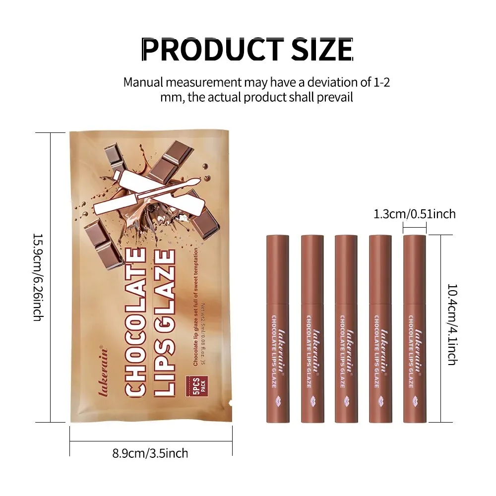 チョコレートリップグロスセット ベルベットマットリップグレーズ 防水 汗に強い 長持ち カップに付かない 女性用メイクアップ化粧品
