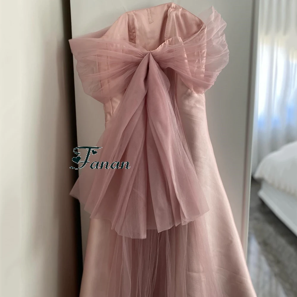 Dostosowana różowa satynowa suknia wieczorowa bez ramiączek bez pleców bez rękawów sukienka imprezowa z kryształkami do kostek suknia balowa