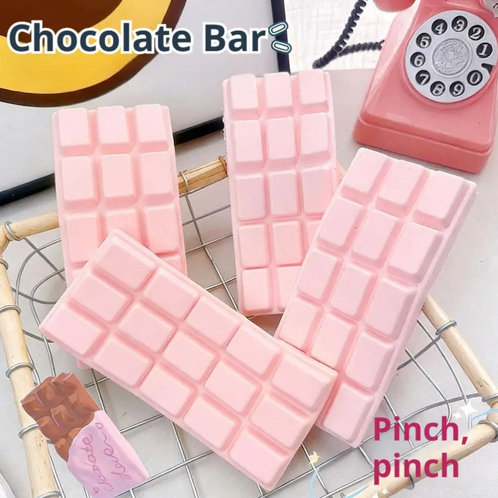 Simulierter rosa Schokoladenriegel, Squishy-Spielzeug, Kawaii, weich, langsam aufspringend, Quetschspielzeug zur Dekompression, Schreibtischdekoration und Geschenk