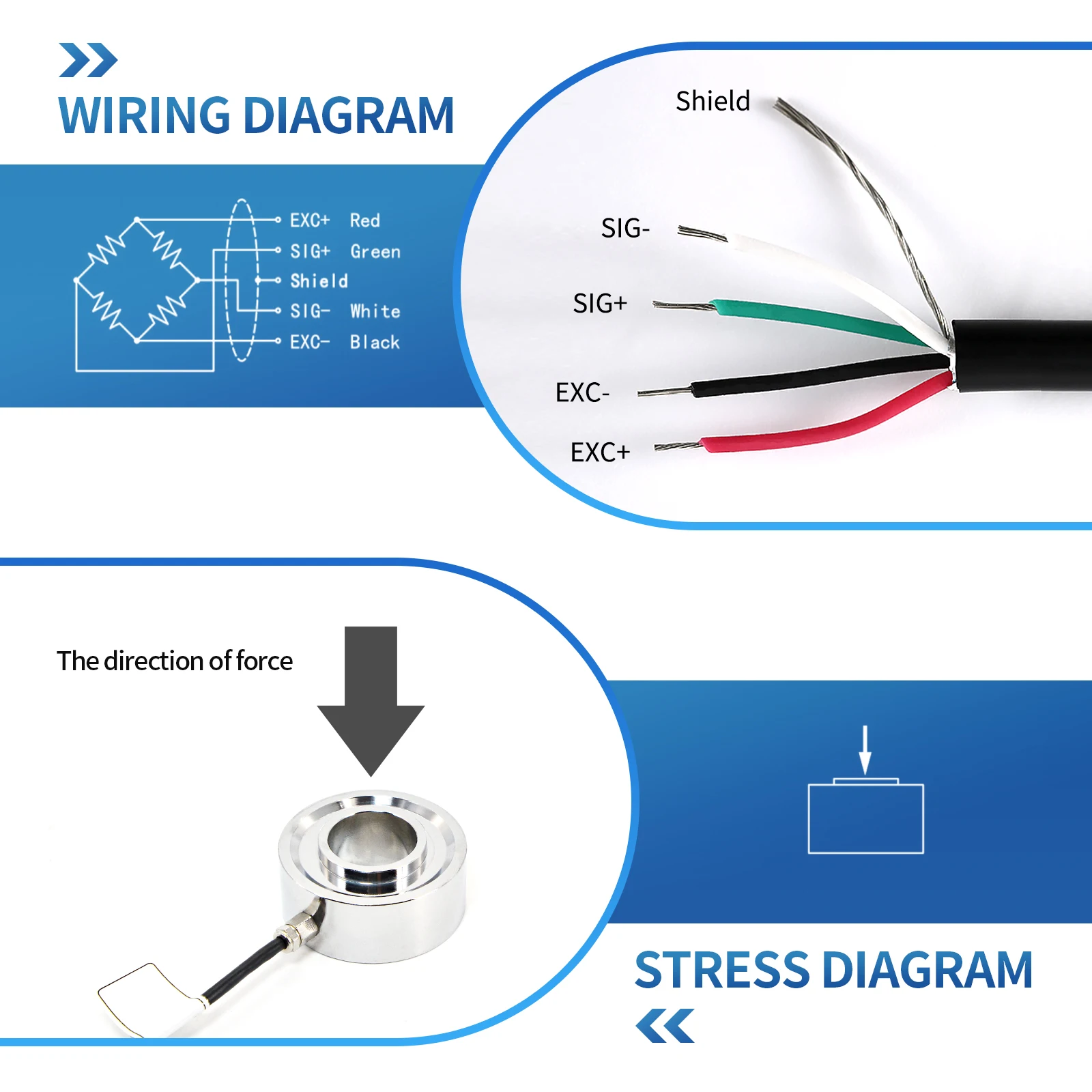 Mini Ring Load Cell Sensor Test Tension Compression Force Weight Pressure,Accuracy0.2% Alloy Steel with Cable for Small Space