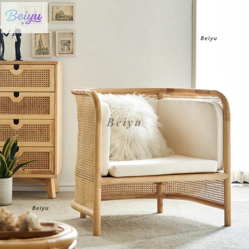 

Диван из ротанга, кресло, одна маленькая квартира, гостиная, балкон, маленький диван для отдыха, скандинавский креативный диван из ротанга для спальни