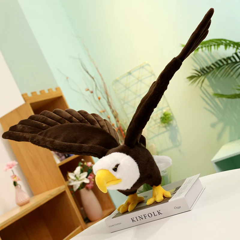 Simulation Bald Eagles Birds Plush Stuffed Toys Funny Seagull Animal Cartoon Doll Soft Feathers Toy House Decor Birthday Gift