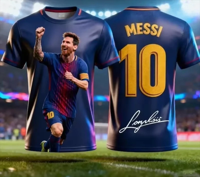 2026 Summer MESSI Football Star Inspired 3D Print T-shirt, Fan Support Short Sleeve Tee for Men Women Kids Casual Sports Tops