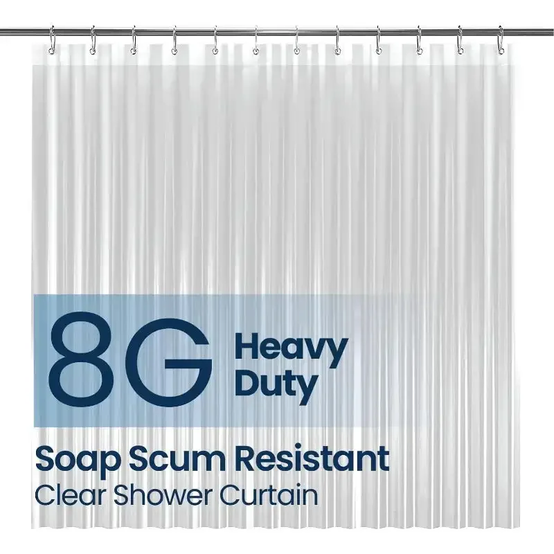 

Bathroom Shower Curtain - Waterproof Plastic Shower Curtain with Rust Proof Grommets Clear 8G Heavy Duty Bathroom Accessories