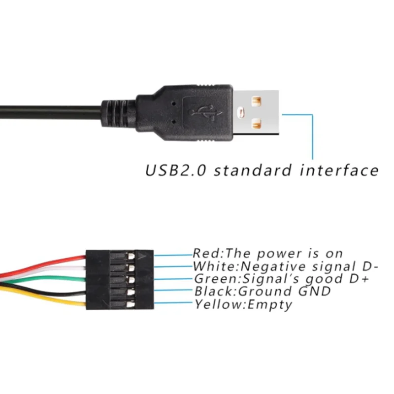 5Pin Dupont Female to USB 2.0 Male Extension Cable 0.5m Cable 2.54mm for Computer Host Motherboard Connection Cable