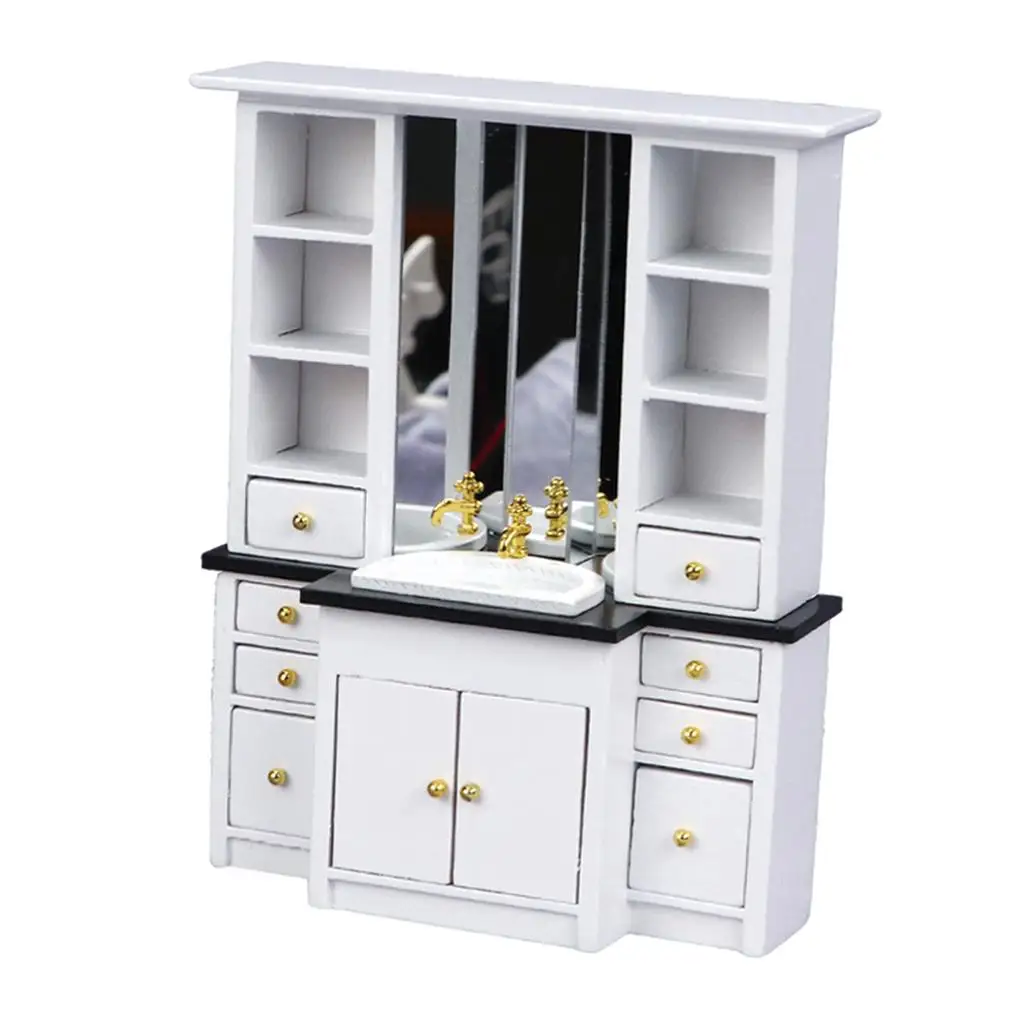 Miniature Cupboard Wash Basin Furniture 1/12 Dollhouse Decor