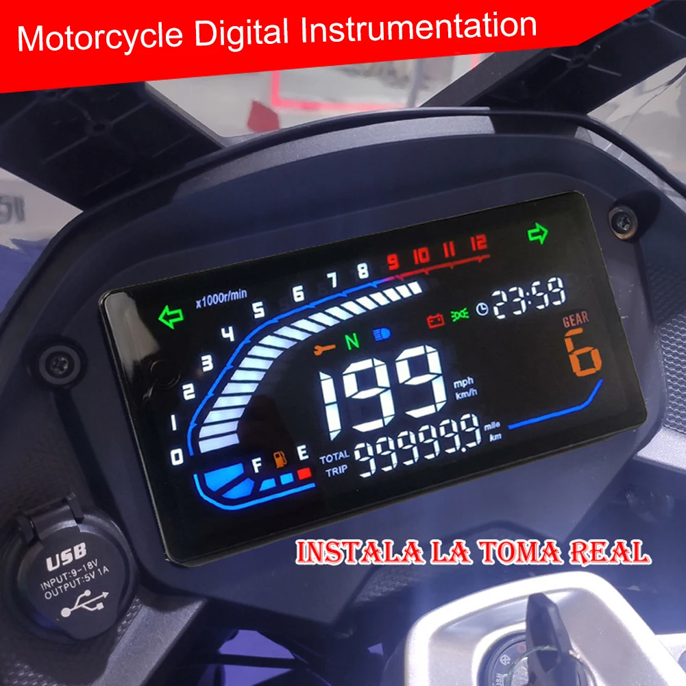 LED Motorcycle Digital Speedometer Motobike Dashboard Odometer with Multi-Function Indicator Light Motorcycle Accessories