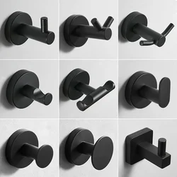 Black Stainless Steel Hooks Keys Clothes Towel Holder Robe Hook Home Decoration Kithchen Wall Hook Bathroom Storage Accessories