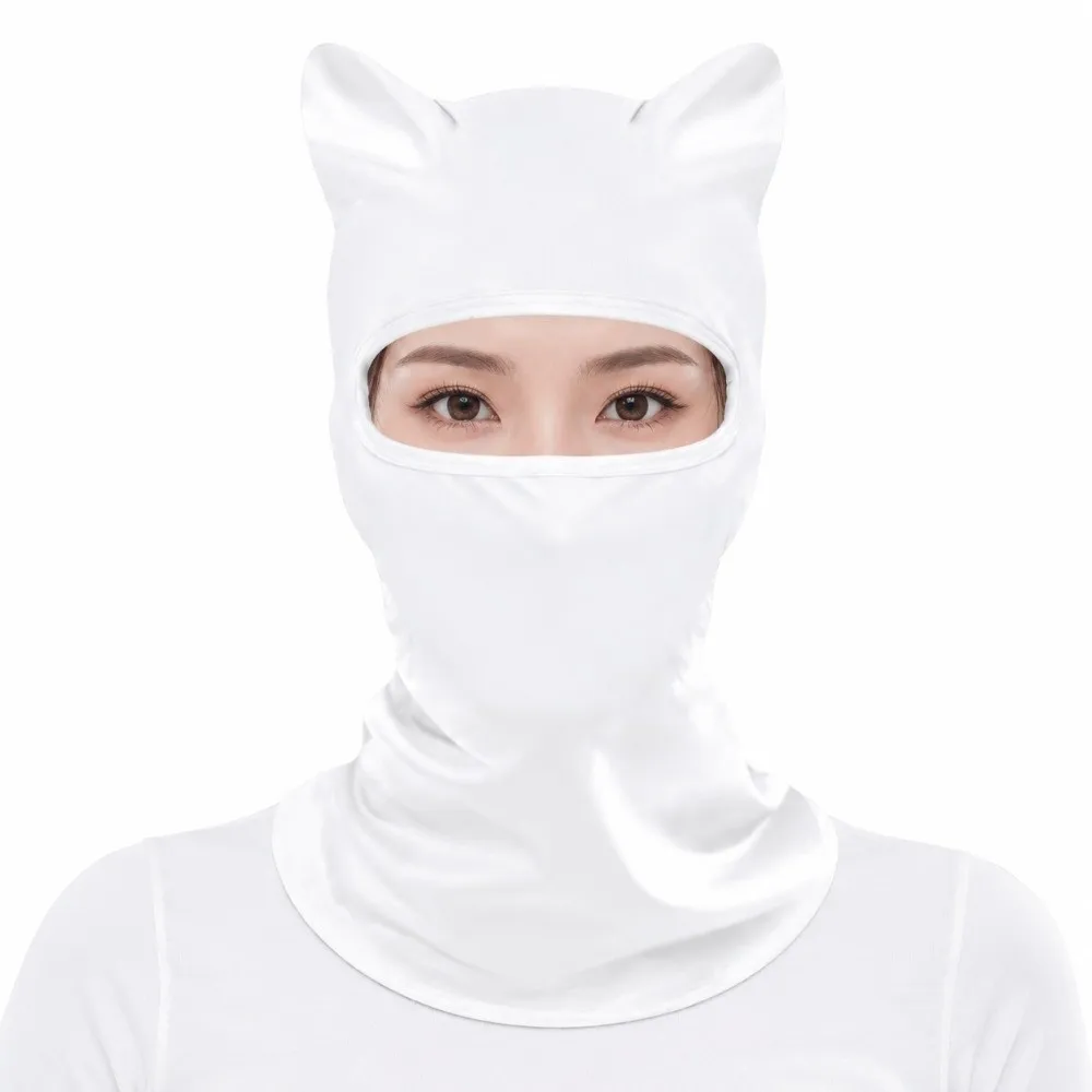 Fashion Polyester Fiber Cat Ear Face Mask Soft Sun Protector Neck Gaiter Quick Dry Breathable Full Face Cover Cycling Headgear