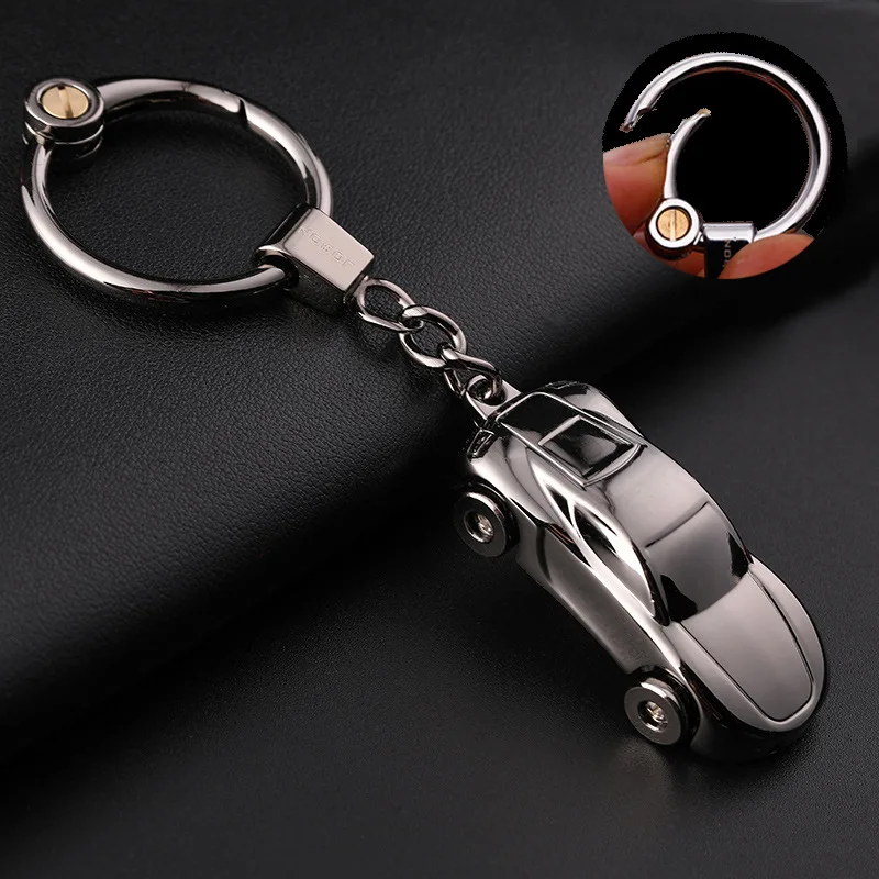 30Pcs Led Car Shape Keychain With Lights Flashlight Zinc Alloy Metal Model Car Pendant Key Holder Lamp Gift