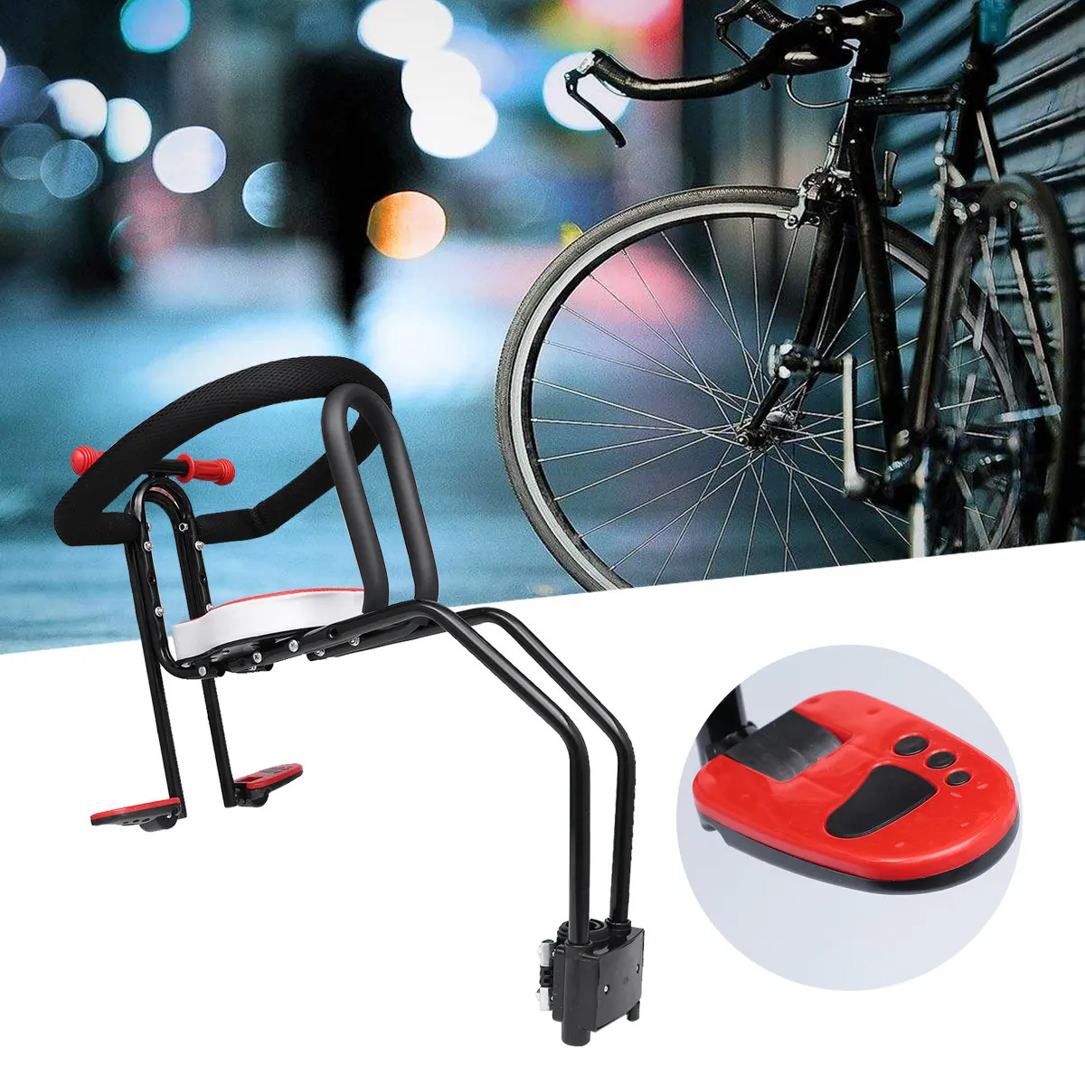 Bicycle Child Seat Durable Simple Preposed Kid Bike Seat Safe Metal Material Easy Assemble Disassemble Handles Long Use Good