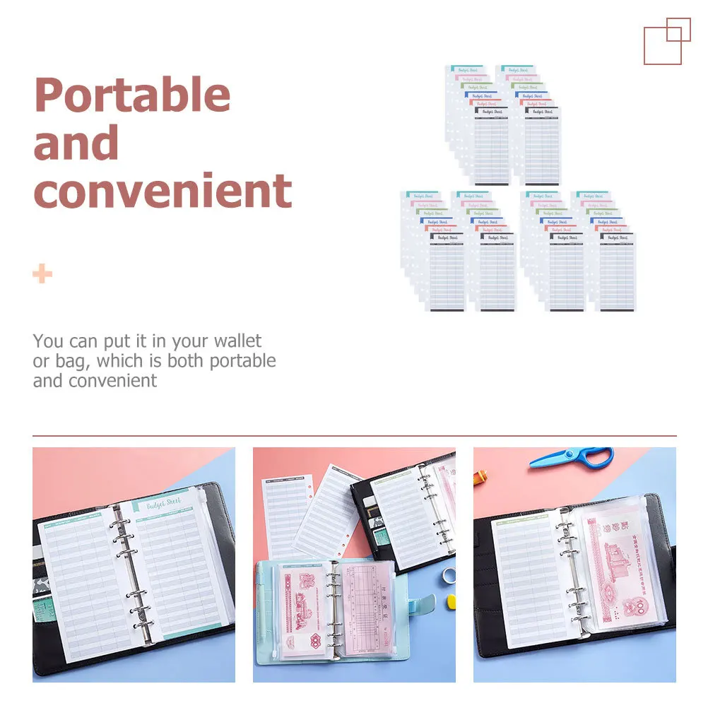 

36pcs Budget Cards Punch Hole Planner Inserts Extra Thick Daily Expense Tracker Sheets For Cash Binder Budget Planner Home