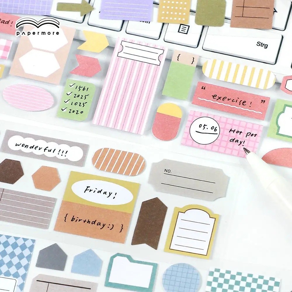 6 pcs/pack Record writing Series series Memo paper Retro paper INS style sticker Writing paper long strip tape