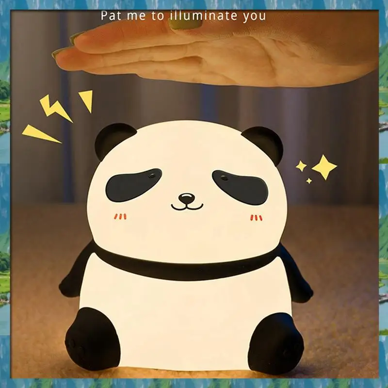 The New Cute Panda LED Night Light Silicone USB Rechargeable Timer Bedside Lamp Room Decor Children Nightlight Gift