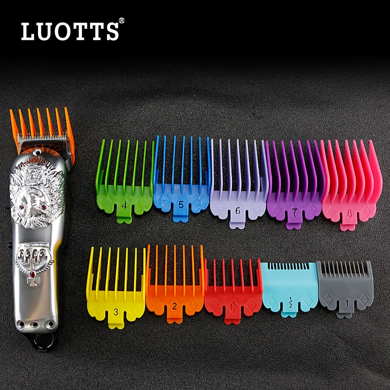 10Pcs Limit Comb Set Electric Push Scissors Caliper Tool Colorful Black Hair Cutter Kit Positioning Comb Hair Styling Tools