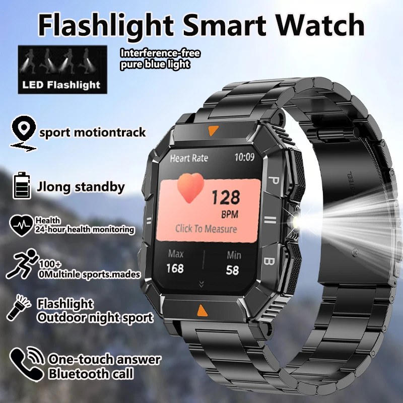New GPS Motion Tracking Smart Watch LED Flashlight Heart Rate Blood Oxygen Blood Pressure Monitoring Bluetooth Call Smartwatches